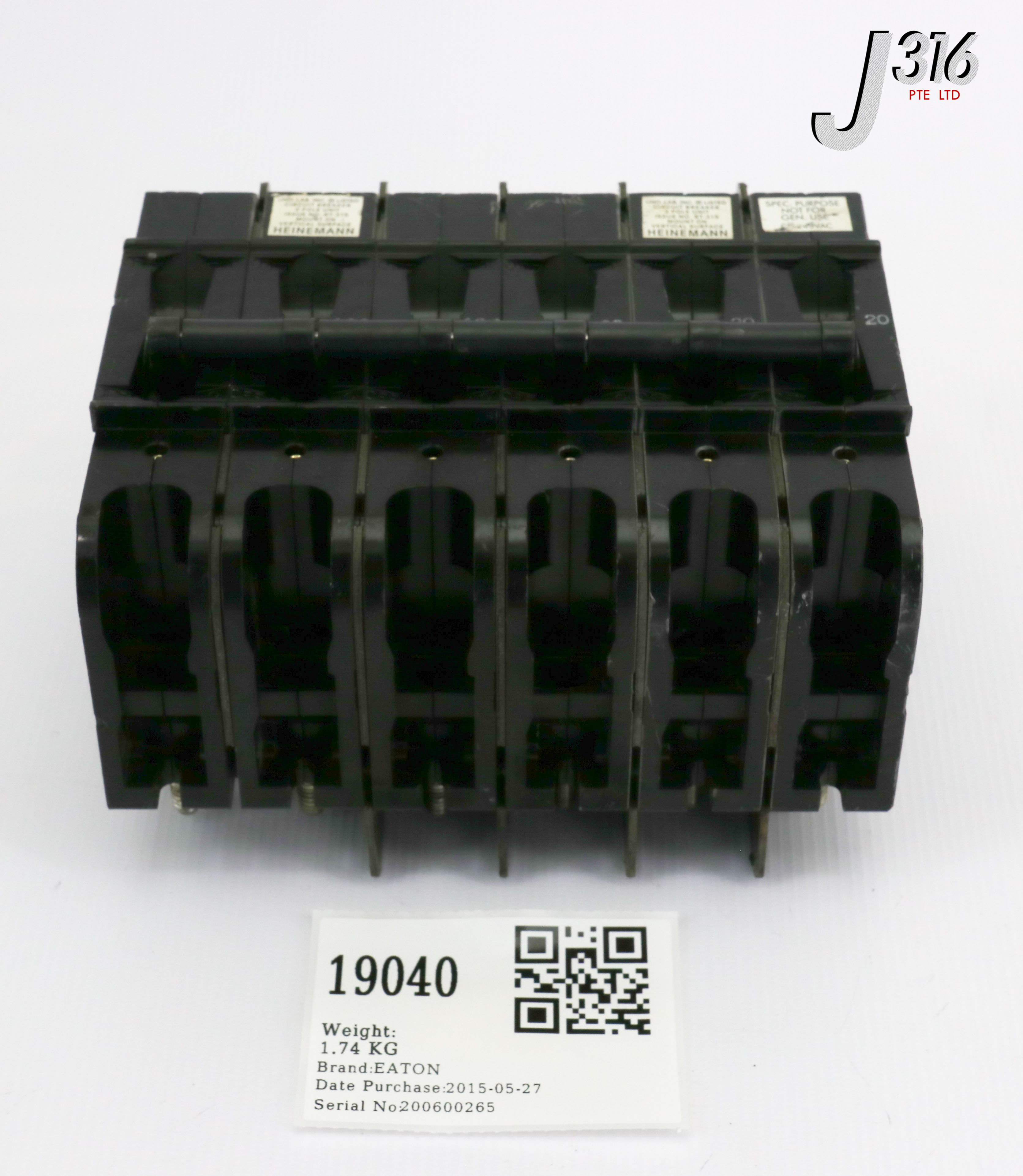 【オーダー】　じゅん　リクエスト2点 19040 EATON HEINEMANN 6-POLE CIRCUIT BREAKER 100A, 20A, 240V CD6